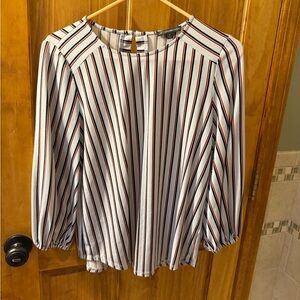 Adrianna Papell Striped Blouse - Black, White, Red